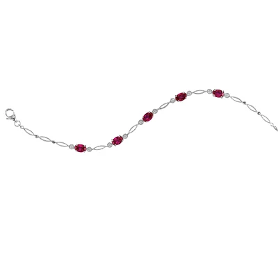 7-inch Oval Ruby Tennis Bracelet in Sterling Silver