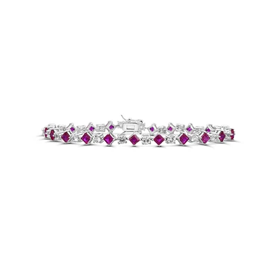 Created Ruby and White Sapphire 7-inch Tennis Bracelet in Sterling Silver