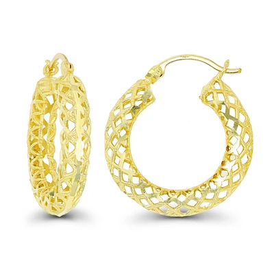 10KT Yellow Gold 25MM Filigree Hoop Earrings