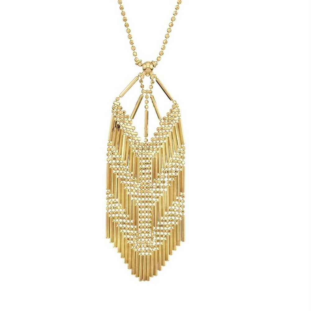 14KT Yellow Gold 17-inch Beaded Mesh Necklace