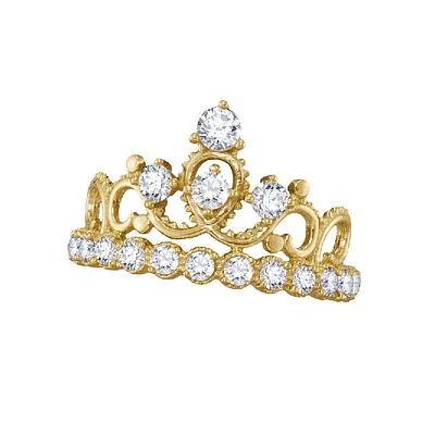 10KT Yellow Gold Cubic Zirconia Tiara Ring