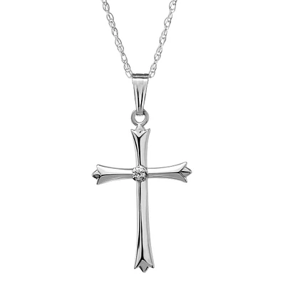 Sterling Silver 1/50 CTW 18-inch Cross Pendant