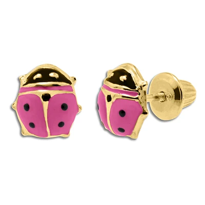 Kiddie Kraft 14KT Yellow Gold Stud Lady Bug Earrings