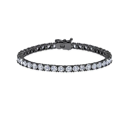 Crislu Black Rhodium Plated Sterling Silver Cubic Zirconia 8.5-inch Tennis Bracelet