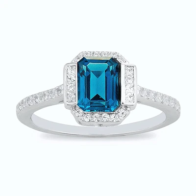 Sterling Silver Blue Cubic Zirconia Ring