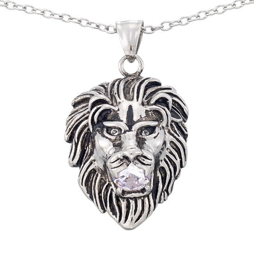 Stainless Steel 24-inch Lion Pendant