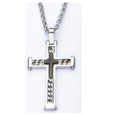 Stainless Steel 24-inch Cross Pendant