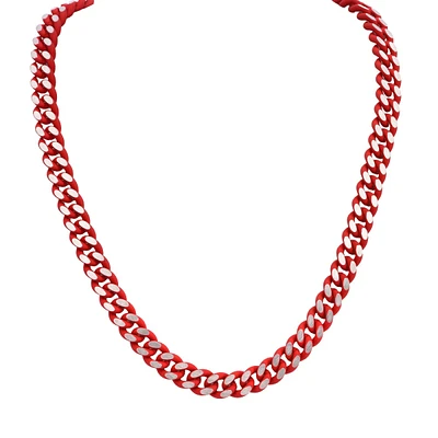 Red Enamel Coated Stainless Steel 24-inch 9.5MM Curb Chain