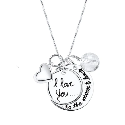 Sterling Silver 18-inch I Love You To The Moon And Back Pendant