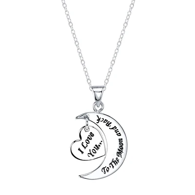 Sterling Silver 18-inch I Love You To The Moon And Back Pendant