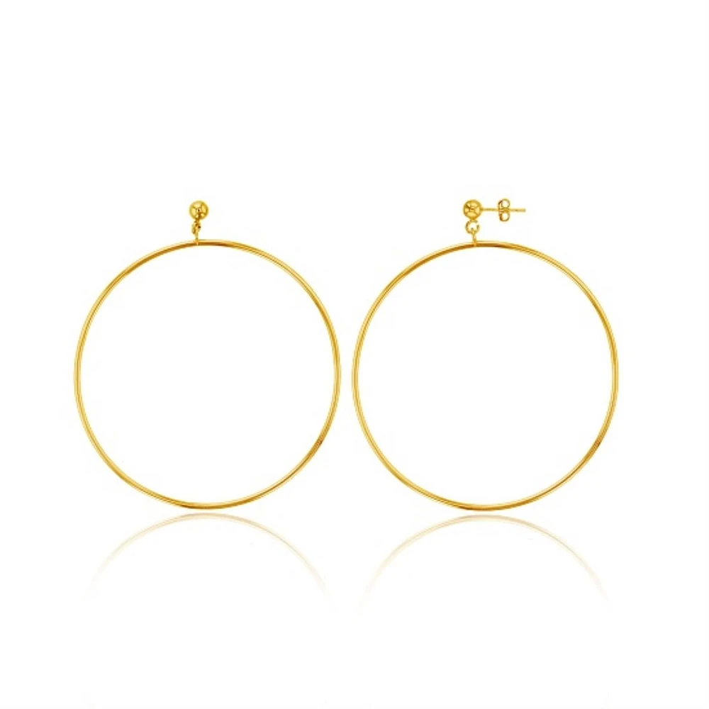 14KT Yellow Gold Plated Sterling Silver 80MM Hoop Earrings