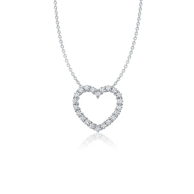 Crislu Platinum Plated Sterling Silver Cubic Zirconia 18-inch Heart Pendant