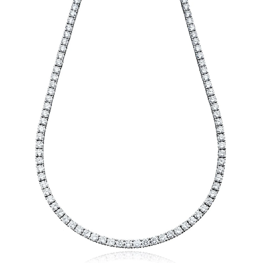 Crislu Black Rhodium Sterling Silver Round Cubic Zirconia 18-inch 3MM Tennis Necklace