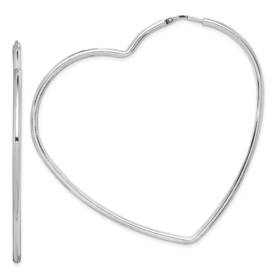 Sterling Silver 2X60MM Heart Hoop Earrings