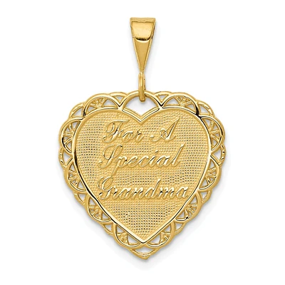 14KT Yellow Gold 21X19MM Heart Special Grandma Pendant. Chain Not Included