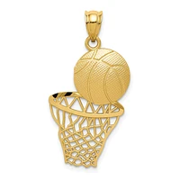 14KT Yellow Gold 33X17MM Diamond-cut Basketball Pendant. Chain Not Included