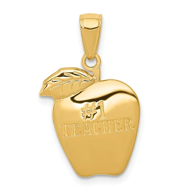 14KT Yellow Gold #1 Teacher Charm. Chain not Included