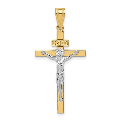 14K Two-tone INRI Crucifix Pendant. Chain not Included