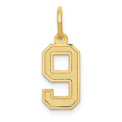 14KT Yellow Gold 18X7MM Number 9 Pendant. Chain Not Included