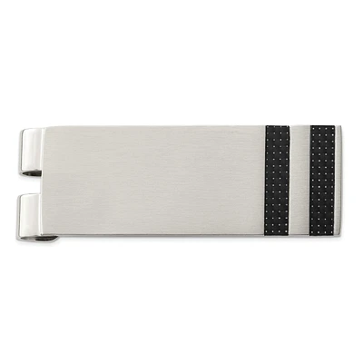 Stainless Steel Brushed Black Carbon Fiber Inlay Money Clip