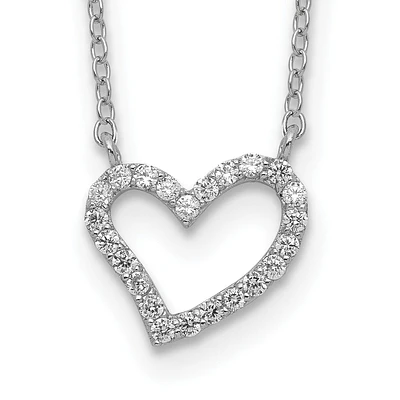 Sterling Silver Cubic Zirconia 18-inch Heart Necklace