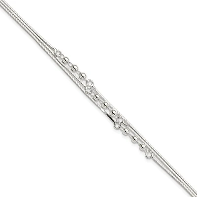 Sterling Silver 7.5-inch Beaded Multi-Strand Bracelet