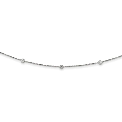 Sterling Silver Cubic Zirconia 15-inch Fashion Choker Necklace