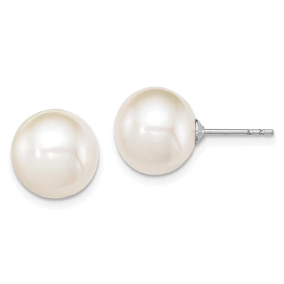 Sterling Silver 10X11MM Pearl Stud Earrings