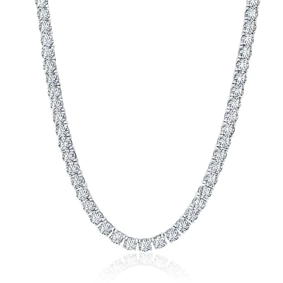 Luxe Layers Sterling Silver 4MM Round Cubic Zirconia 16-inch Tennis Necklace