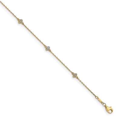 14KT Yellow Gold 10-inch 2MM Flower Anklet