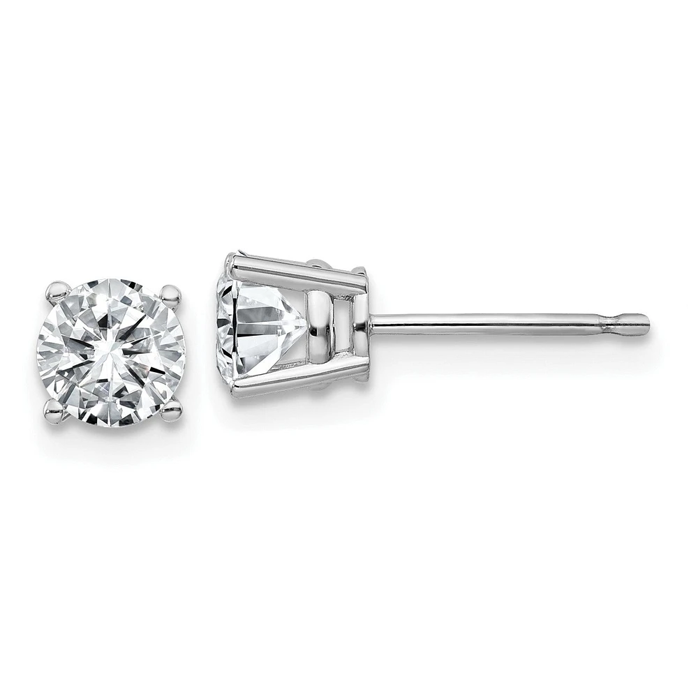 5MM Round Moissanite Stud Earrings in 14KT White Gold