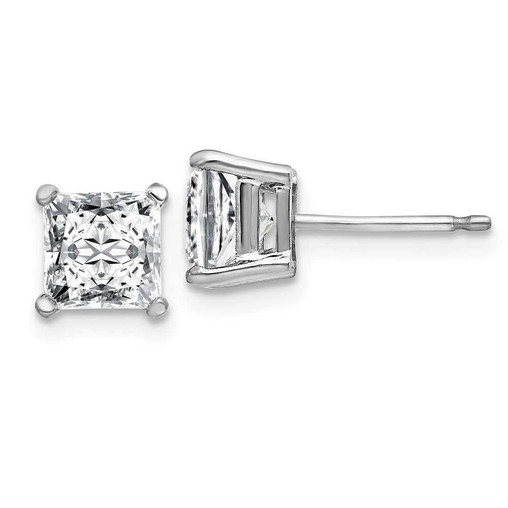 5MM Princess Cut Moissanite Stud Earrings in 14KT White Gold