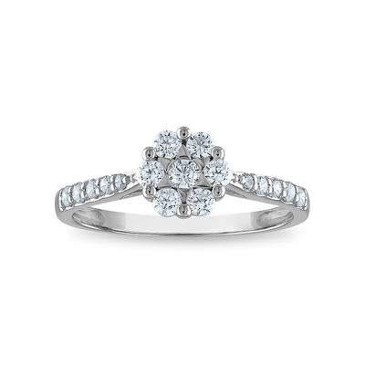 EcoLove 1/2 CTW Diamond Cluster Ring in 14KT White Gold