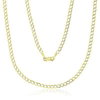 14KT White and Yellow Gold 16" 2.5MM Pave Curb Chain