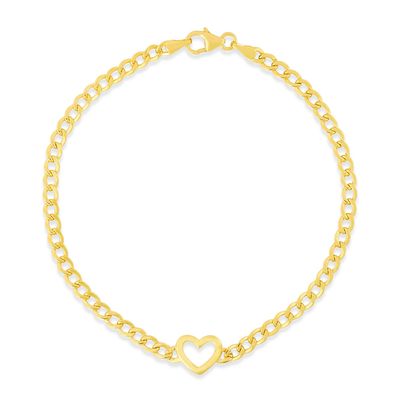 14KT Yellow Gold 7" Heart Bracelet