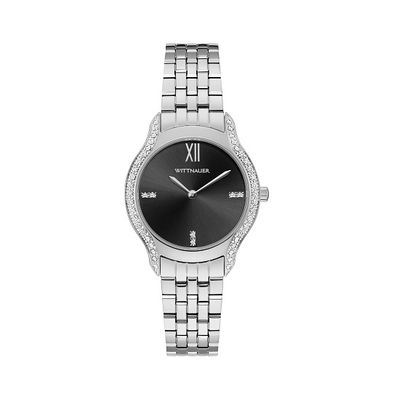 Wittnauer Diamond Accent with 30X30 MM Black Round Dial Stainless Steel Watch Band; WN4116