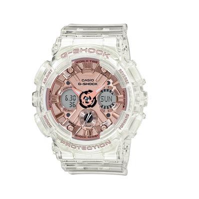 G-Shock with 46X46 MM Rosetone Round Dial Resin Band Strap; GMAS120SR-7A