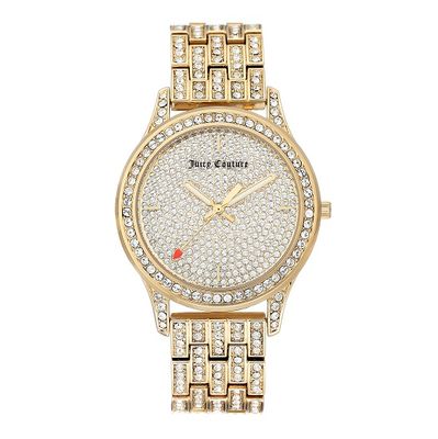 Juicy Couture with 38X38 MM Yellow Round Dial Stainless Steel Watch Band; JC-1044PVGB