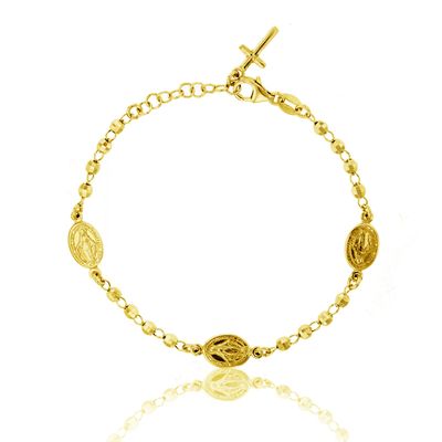 10KT Yellow Gold 7.5" Rosary Religious Bracelet