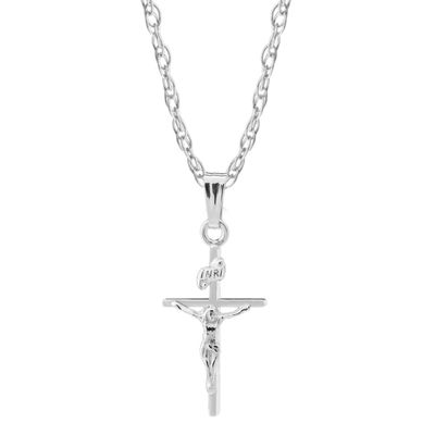 Kiddie Kraft Sterling Silver 15" Childrens Crucifix Cross Pendant