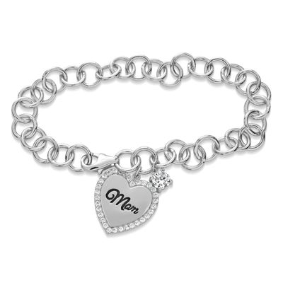Sterling Silver and Cubic Zirconia 7.25" Bracelet