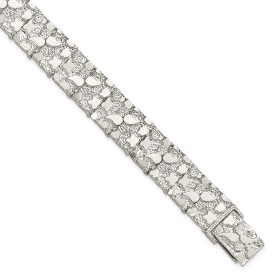 Sterling Silver 8.5" 15MM Nugget Bracelet