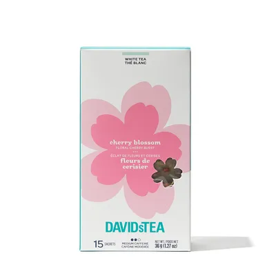 DAVIDsTEA Thé Blanc Boîte de 15 sachets de thé Fleurs de cerisier