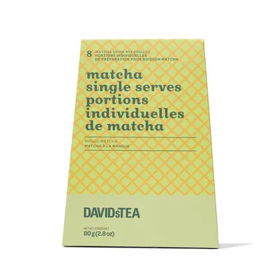 DAVIDsTEA Thé Matcha aromatisé Portions individuelles de Matcha à la mangue