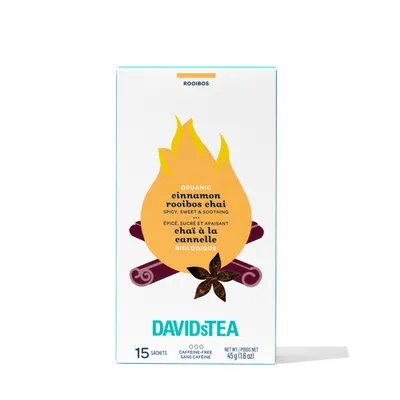 DAVIDsTEA Thé Rooibos Sachets Chaï à la cannelle biologique