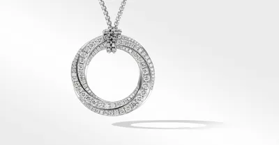 Pavé Crossover Pendant Necklace in 18K Gold with Diamonds