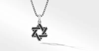 Cable Star of David Amulet in Sterling Silver