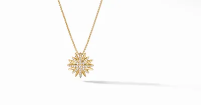 Starburst Pendant Necklace in 18K Yellow Gold with Pavé Diamonds