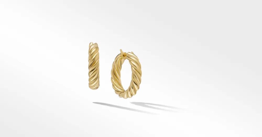 Sculpted Cable Hoop Earrings in 18K Yellow Gold