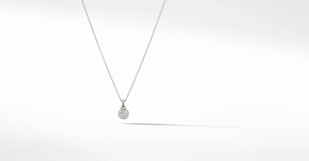 Petite Solari Pendant Necklace in 18K White Gold with Pavé Diamonds